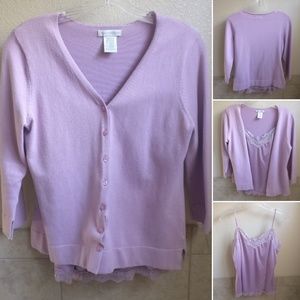 💜 Lavender 3/4 Cardigan & Camisole - Size M 💜